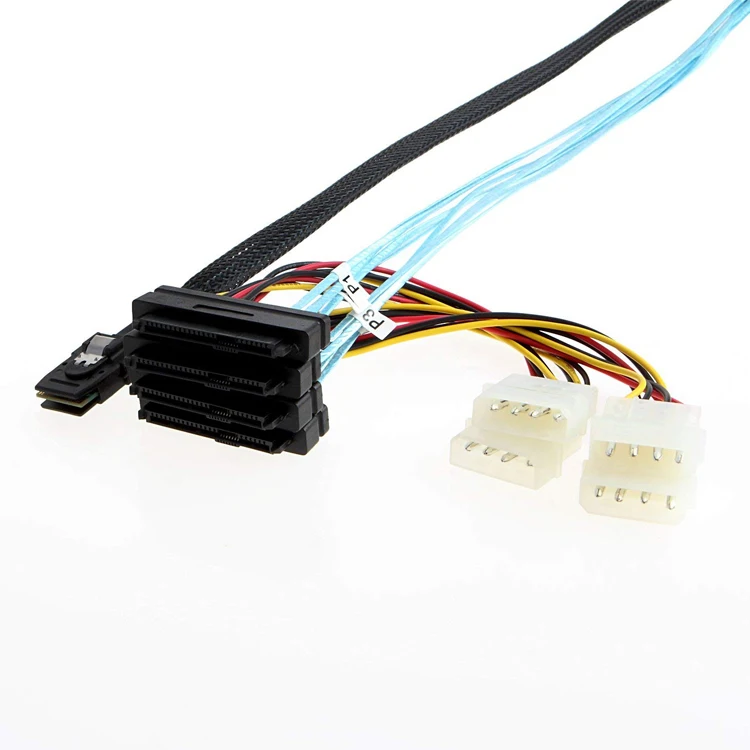 

Mini SAS SFF-8087 to SFF-8482 Data Cable with 4X Molex Power Connectors - Compatible with Raid Controller & Hard Drive