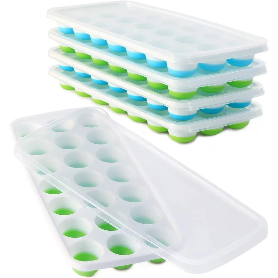 

Ice Cube Trays with Lids BPA Free 4 Pack Easy Release Silicone Ice Cube Trays for Freezer 84 Sphere Ice Tray with Stackable No