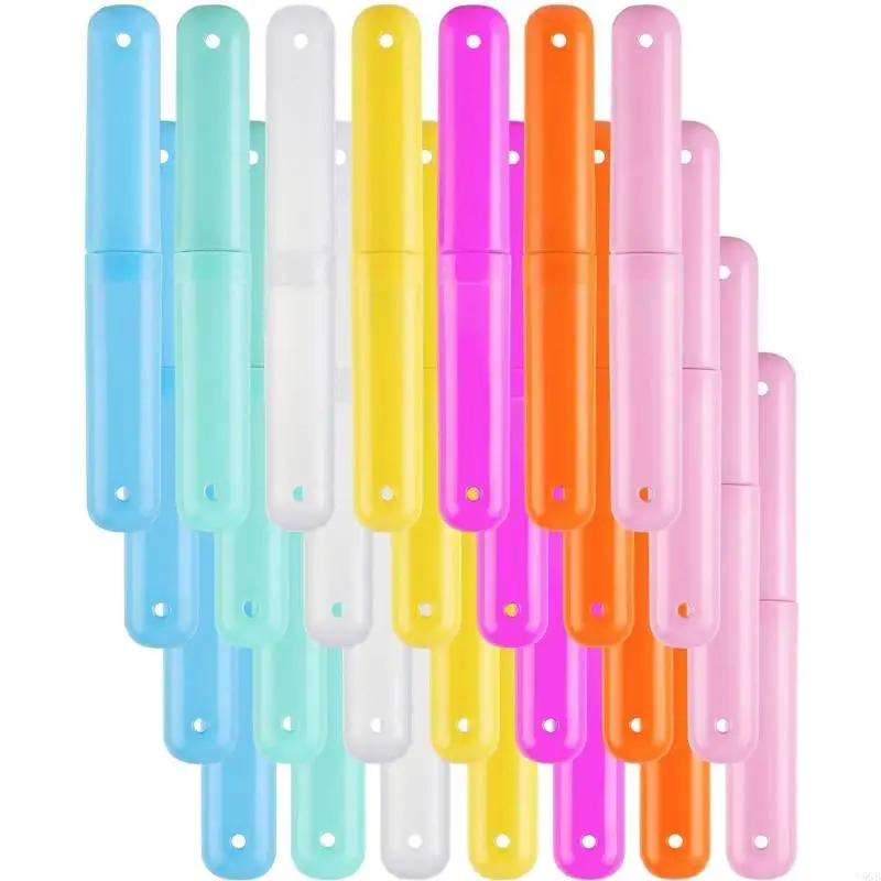 Camping Toothbrush Holder Case 28 Pack Plastic Enclosed Travel Holders for Hotel Stays, Dorm Rooms, Travel Bags and Y5GB