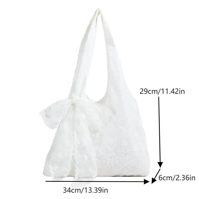 الكورية الطازجة الدانتيل زهرة قماش حقيبة الكتف أزياء حلوة سعة كبيرة التسوق التنقل حمل للنساء #6