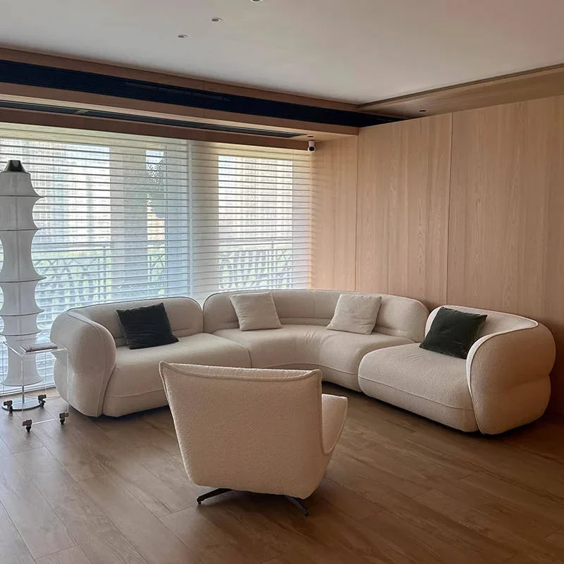 Light Luxury White Modular Curved Sofa Set Large Contemporary Couch for Apartment Living Room
