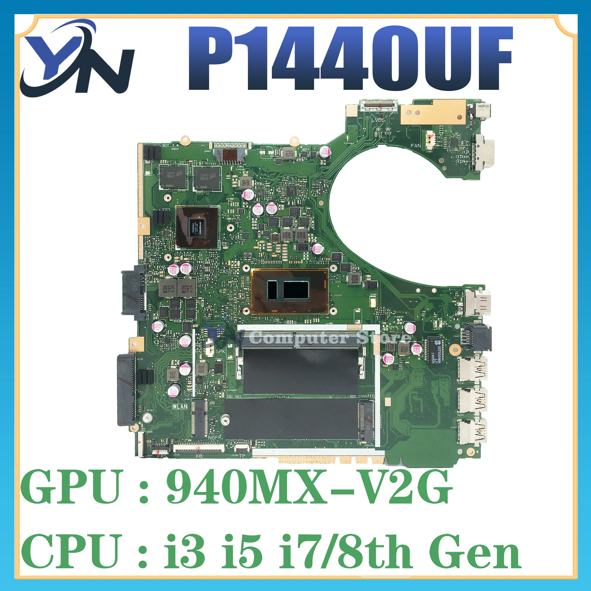 

P1440UF Laptop Motherboard For ASUS P1440UA P1440U P1440UB P1440 I3-8130U I5-8250U I7-8550U 4G-RAM 930MX Mainboard 100% Working