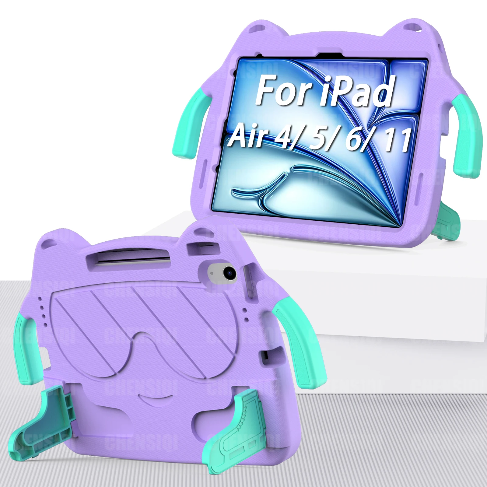 

Чехол для iPad Air 10,9 дюйма 2022 2020 5th 4th с ручкой, защищенный от падения, детский чехол с поддержкой iPad Air 11 (2024), 11 дюймов, 6th