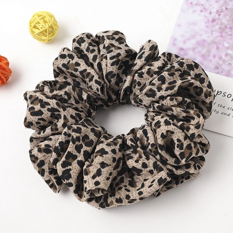 Ins New Scrunchies Hair Tie Elastic  Band Floral Ponytail Holder Spot Leopard Big Srunchies Women  Headdress Accessories