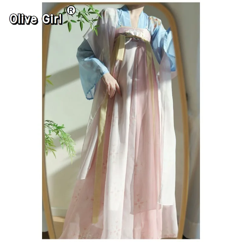 Olivegirl 2026 Chinese Tang Style Chest Length Hanfu Eight Piece Skirt Dresses Slim Spring Summer Daily Set Women's Clothing