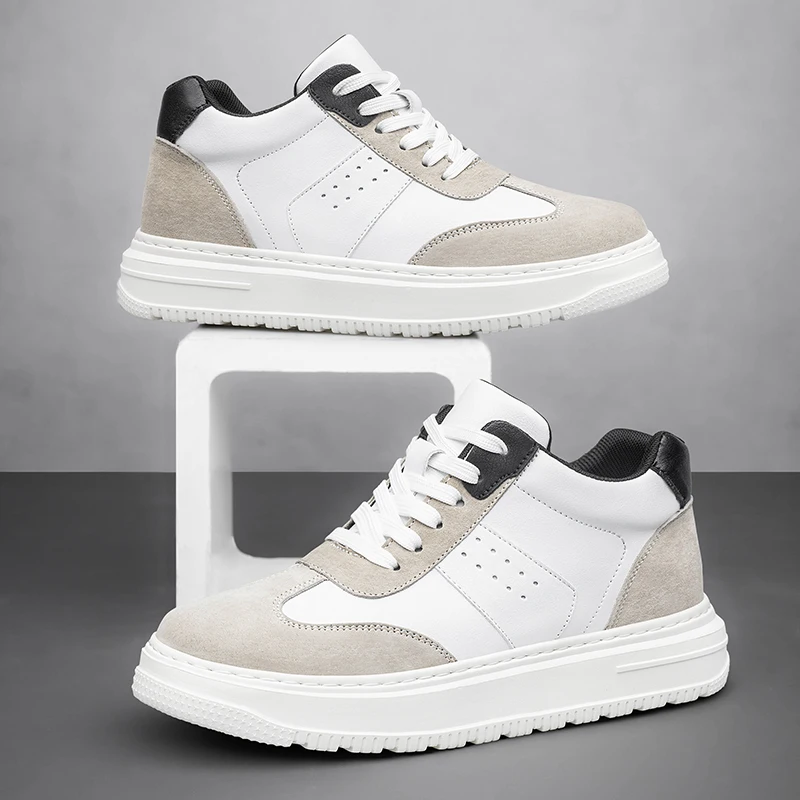 2025Mens Elevator Shoes Height Increase Invisible 6/ 8cm Sports Sneakers Elevate Taller Lift Leather Shoes