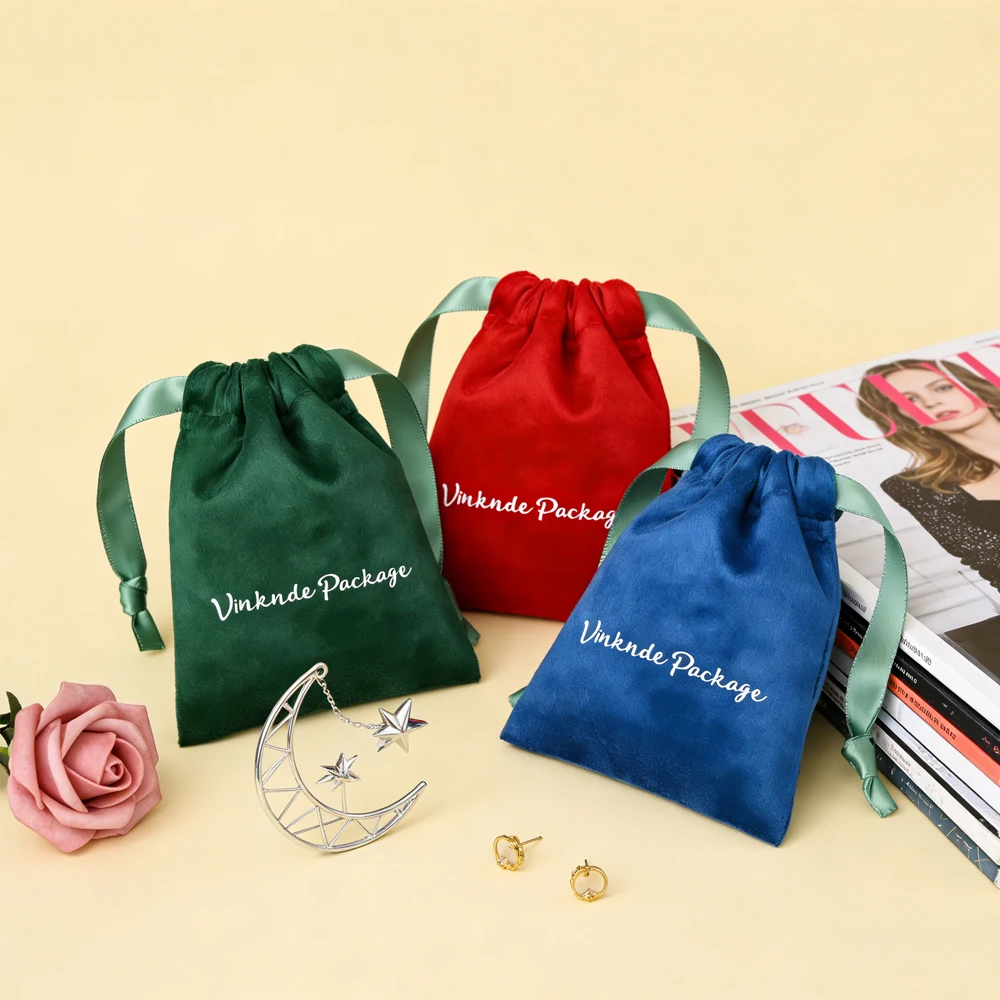 

50 шт./лот, индивидуальные маленькие мешочки на шнурке с печатью, рекламные бархатные мешочки для упаковки ювелирных изделий, роскошные подарочные мешочки, фланелевые мешочки для конфет