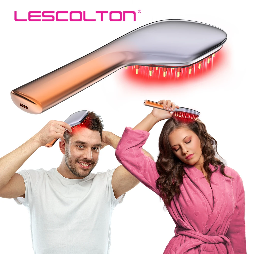 Lescolton Red Light LED Hair Growth Brush EMS Microcurrent Hair Scalp Applicator Comb Massager Women Hair Care Therapy Brush Men