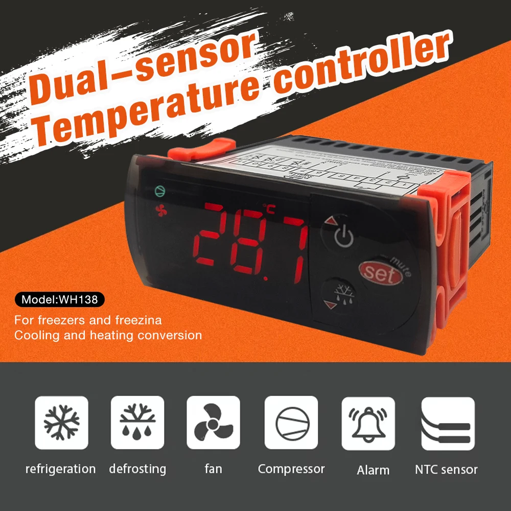LCD Thermostat Accuracy Control Thermostat Microcomputer Temperature Controller with NTC Sensor for Refrigeration Cooling 220V