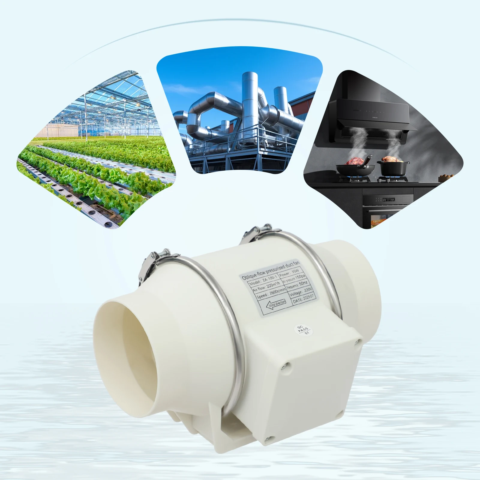 Ventilateur d'extraction silencieux en ligne pour conduits, équipement d'extraction de tube pour améliorer la qualité de l'air dans l'industrie, la maison et le jardin, 95 mm