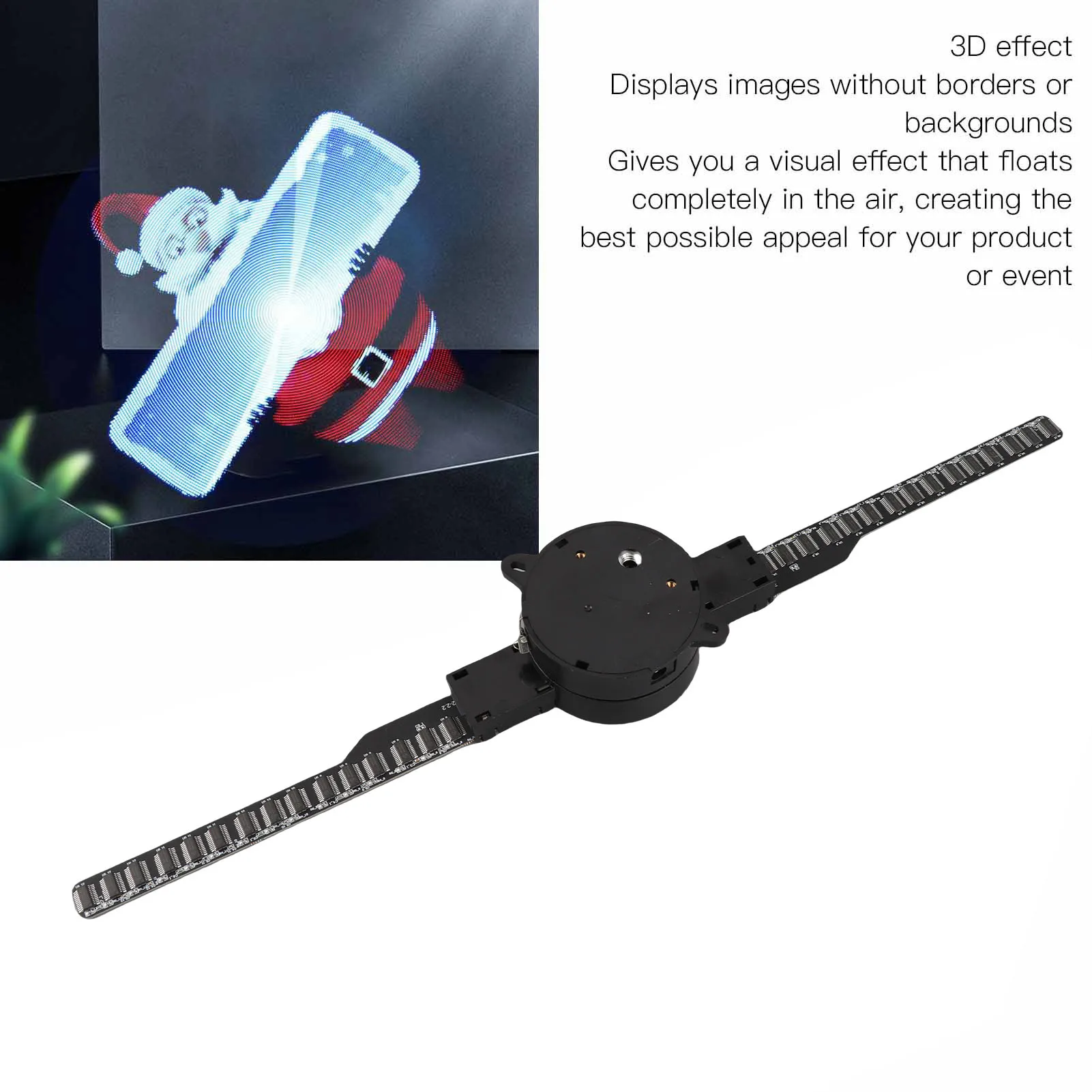 3D Hologram Fan 16.1in 2 Blades Hologram Projector Fan Customized Video Image Editing 224 LED Beads Support WiFi APP for Store