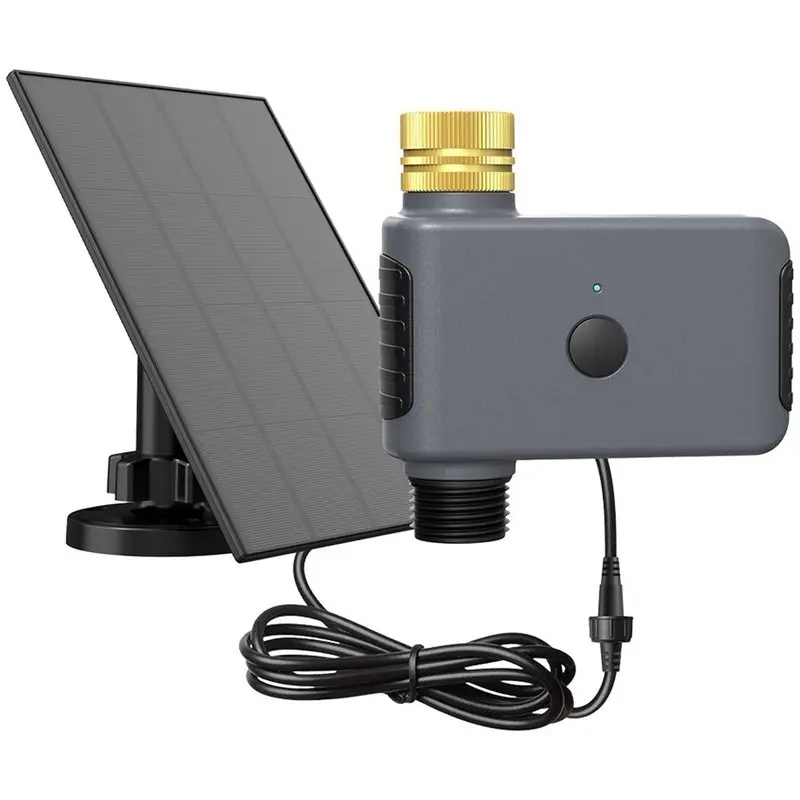 ABMR-Solar Powered Wifi Irrigation Timer Smart 2 Zone Timing Programmable Controller For Garden Sprinkler Systems, NPT Interface