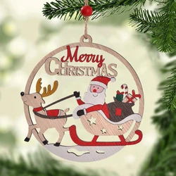 2024 Christmas Wooden Pendants Xmas Tree Hanging Ornaments Reindeer Christmas Decor Gingerbread Holiday New Year Decorations