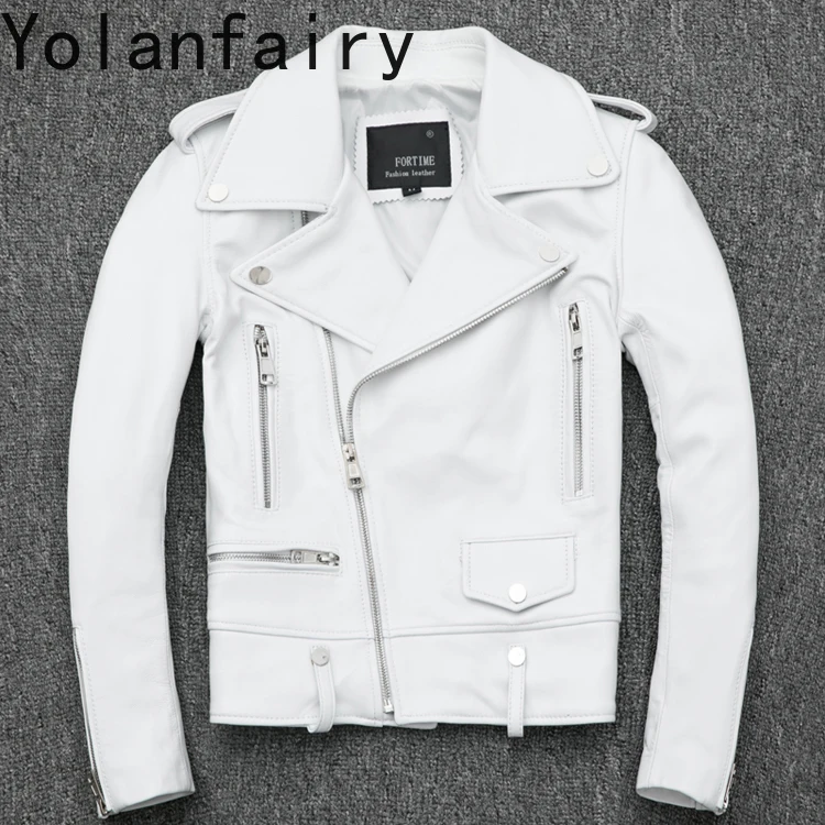 YOLANFAIRY 천연 가죽 재킷 여성 봄 가을 슬림핏 리얼 양가죽 코트 짧은 레드 가죽 재킷 여성 2025