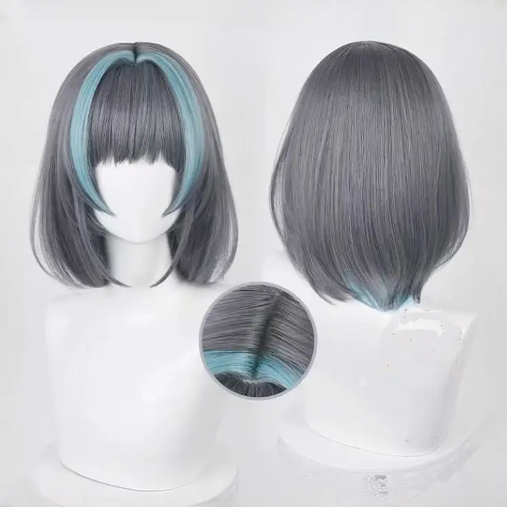 Peruka do cosplayu Azur Lane - włosy postaci Chiba, niestandardowe ombre i pasemka, syntetyczna skóra głowy, konwencje i fotografie.