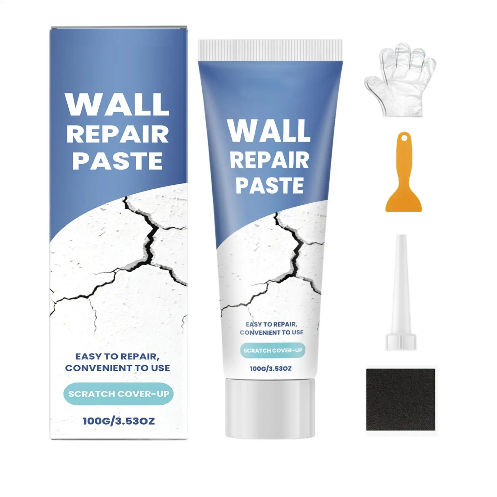 Wall Repair Paste Kit, Fast-Drying Mending Putty for Holes & Cracks, Multi-Surface Filler Agent for Walls Tiles Concrete Plaster