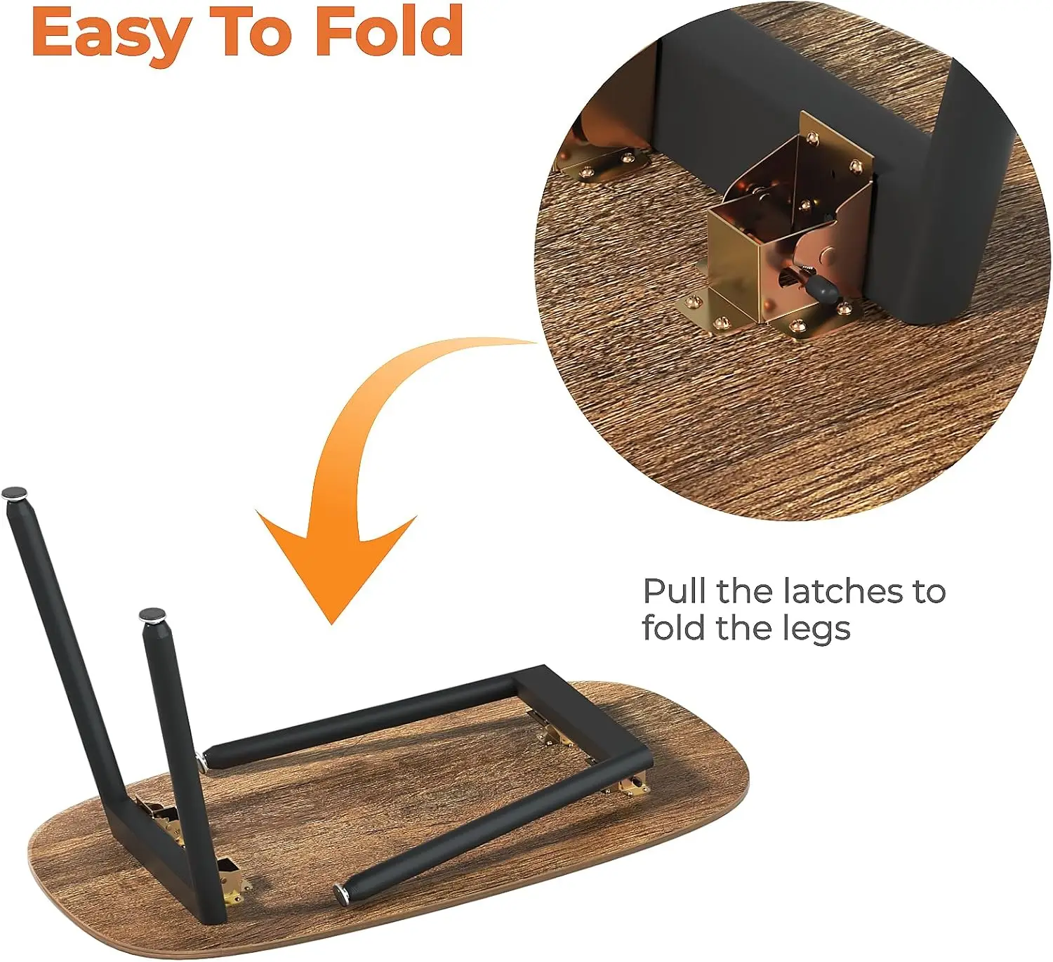 Wohomo Folding Coffee Table Rustic Small Coffee Tables For Living Room Farmhouse Portable Table For Small Spaces Rectangular