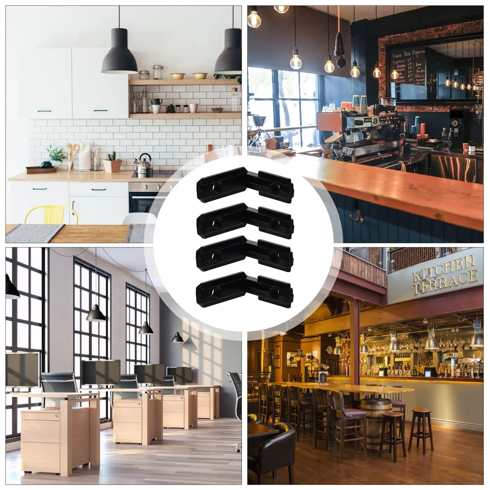 

20Pcs Interior Corner Connectors Aluminum Joint Brackets Black Durable Rustproof Corner Angle Braces for Furniture Frames