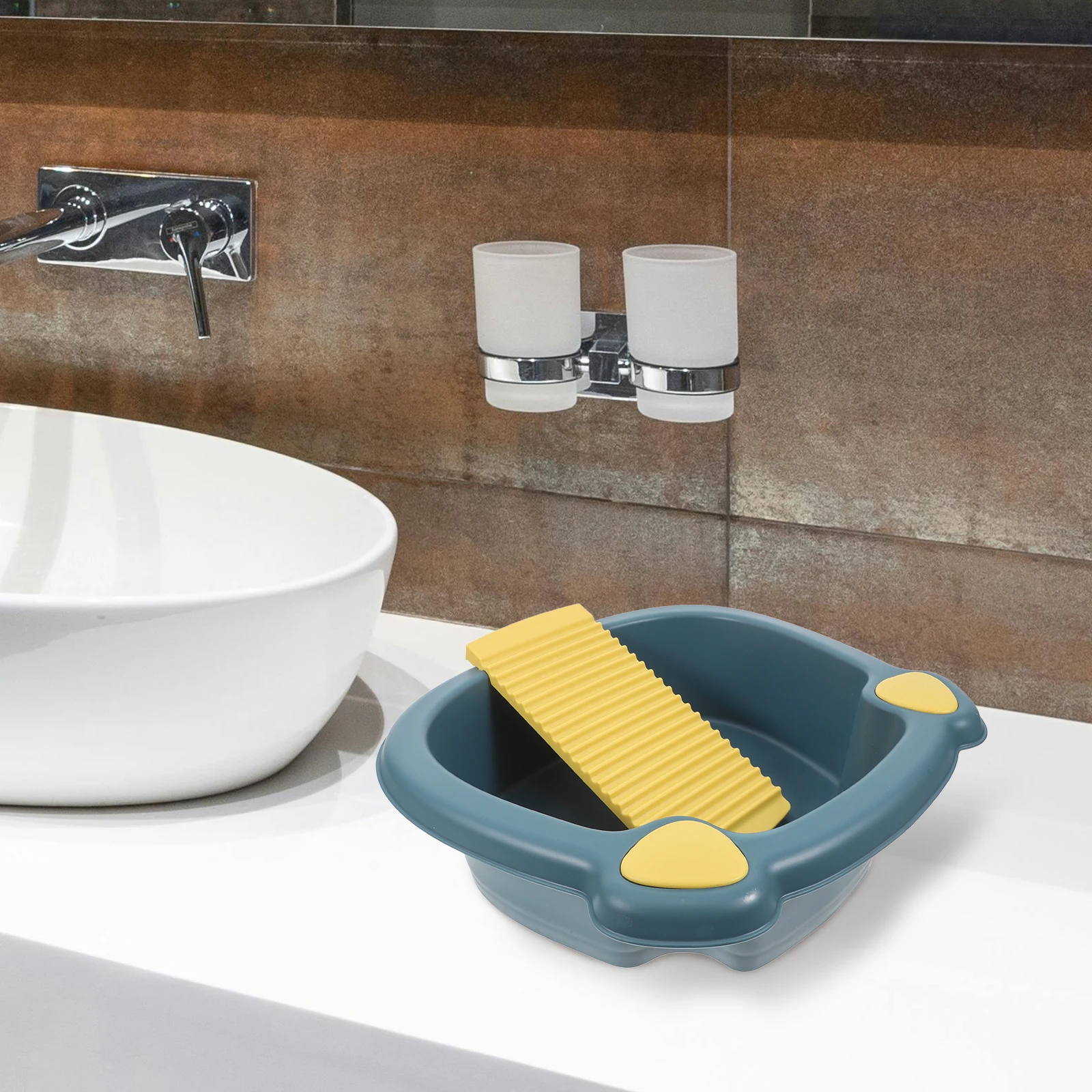 

Multifunctional Laundry Washboard Basin For Clothes Handwashing Small Soaking Tub Durable Pp Material Removable Washboard Cute