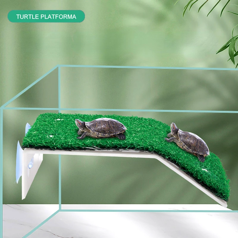 Turtle Aquarium Basking Platform Terraces Grass Ramp Dock Floating Island for Reptile Terrarium Habitat Decor