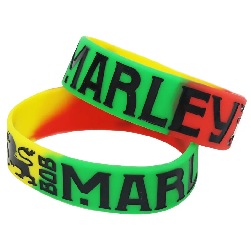 1PC Singer BOB Marley Silicone Wristband Reggae Music Fans Colorful Star Rasta Jamaica Reggae Wide Bracelets& Bangles Gift SH098