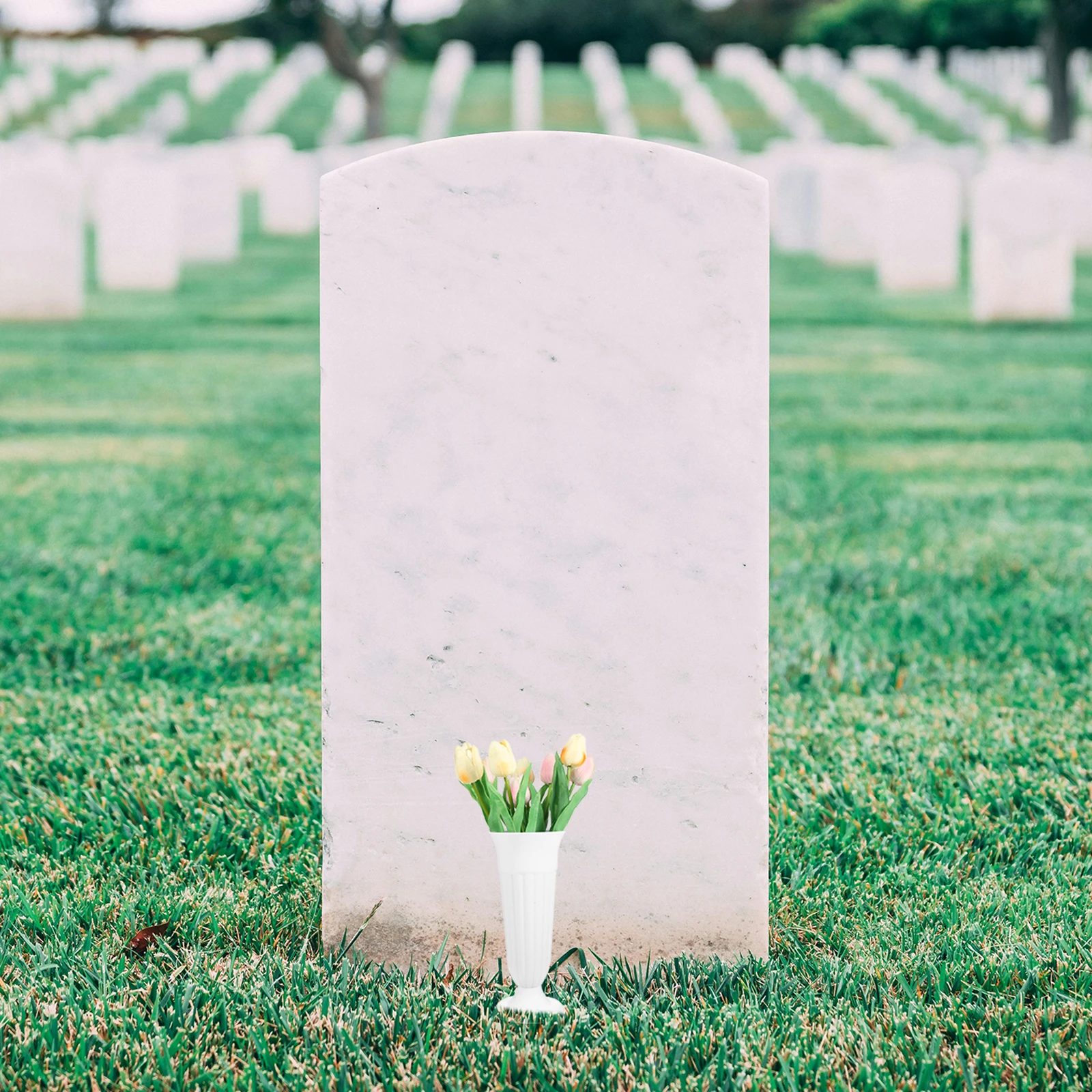 

Cemetery Vases Grave Flower Pots PP Material Sturdy Memorial Urn Planter Decorative Graveyard Vase Stable Structure Silk Dried