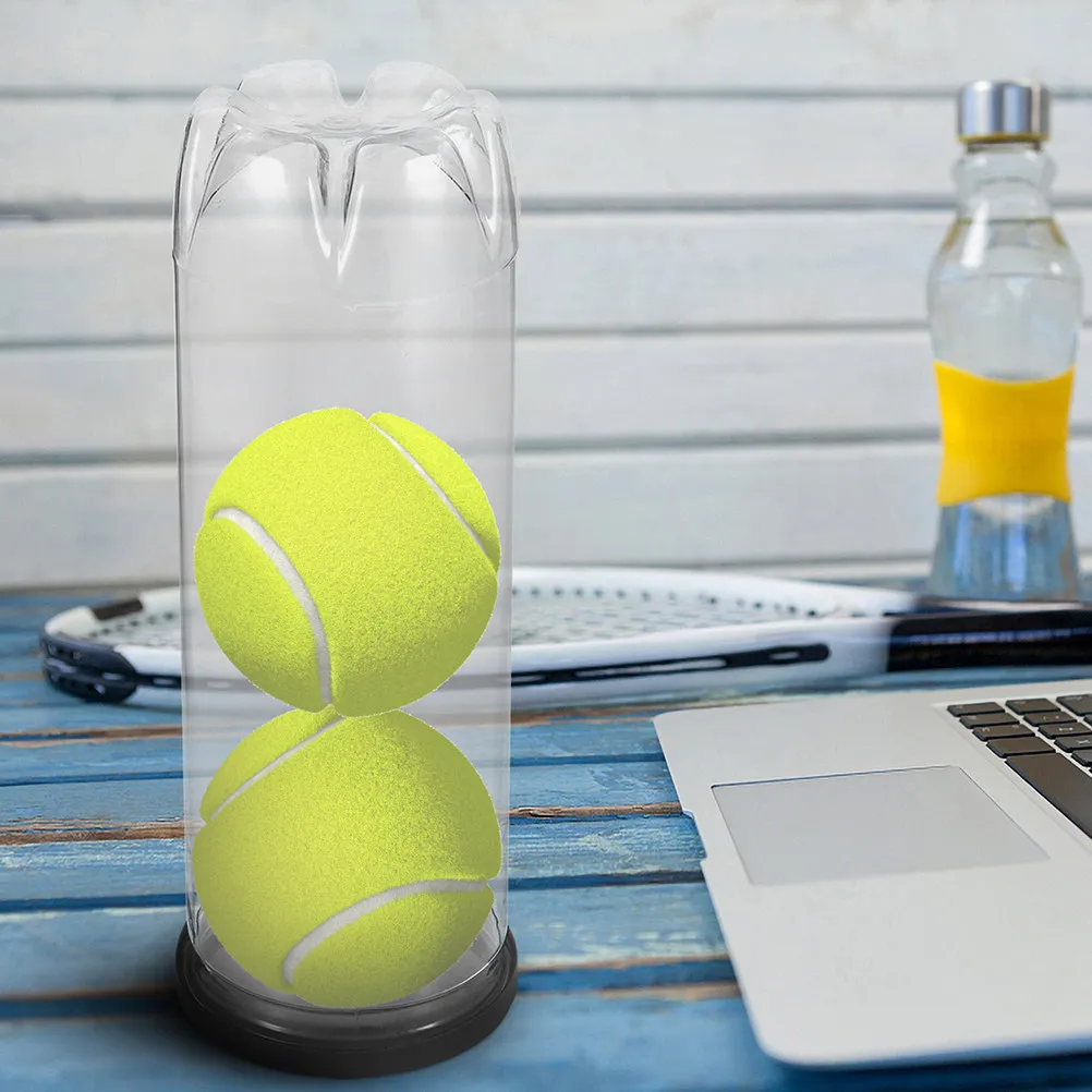 

6Pcs Transparent Tennis Ball Container Black Lid Sturdy PVC Material Easy Visibility Ball Protection Tennis Accessories Storage