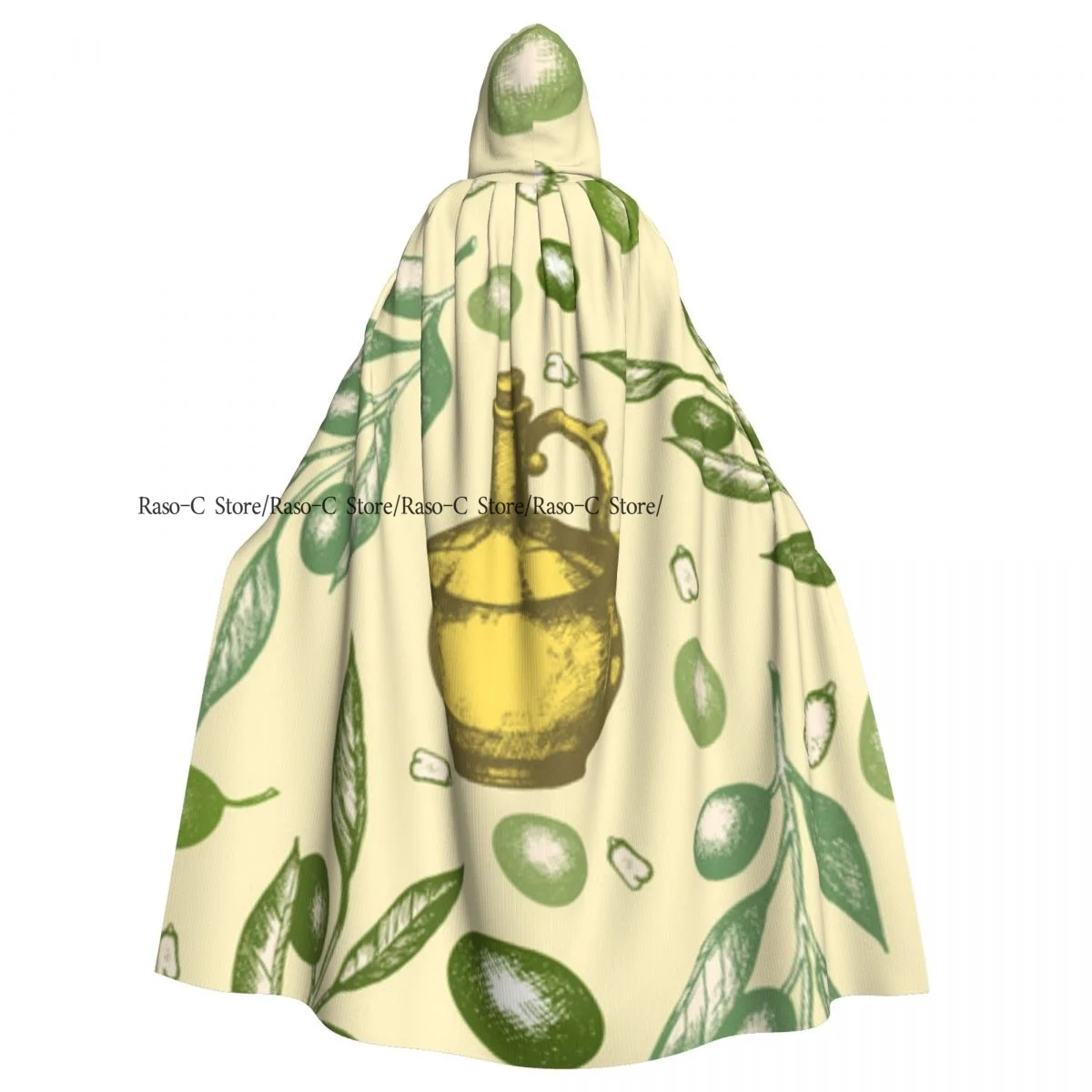 Long Cape Cloak Olive Oil Bottles Background Hooded Cloak Coat Autumn Hoodies