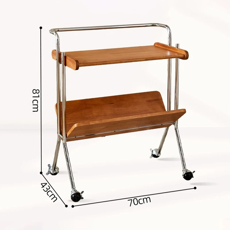 Medieval trolley solid wood edge shelf creative living room sofa retro removable coffee table bedroom bedside table