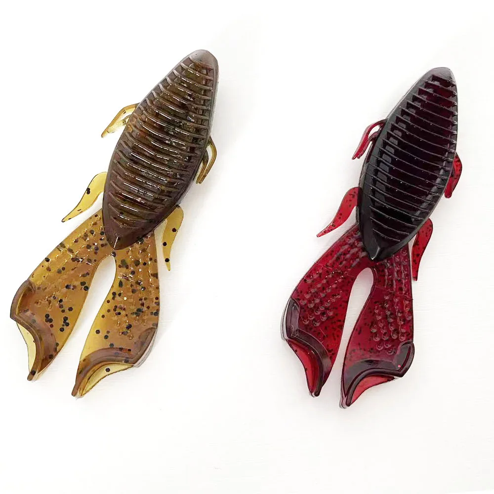 8PCS  9cm Weedless Bionic Craw Lure, Dual-Color Soft Plastic, All-Water Column, Weedless for Bass Fishing