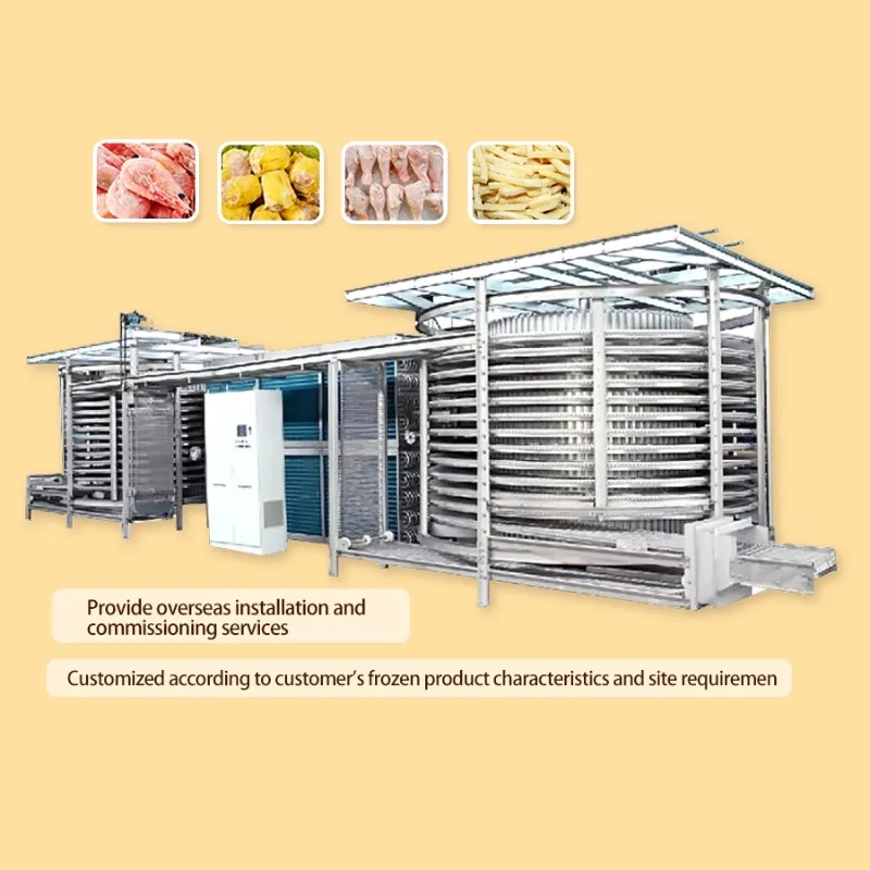 100-3000kgh Bread Dumpling Enclosed Spiral Double Freezer Spiral Quick Freezer