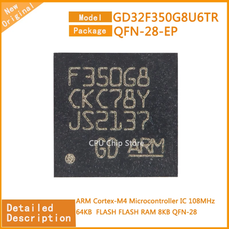 10Pcs/Lot New Original   GD32F350G8U6TR  GD32F350  ARM Cortex-M4 Microcontroller IC 108MHz  64KB  FLASH FLASH RAM 8KB QFN-28