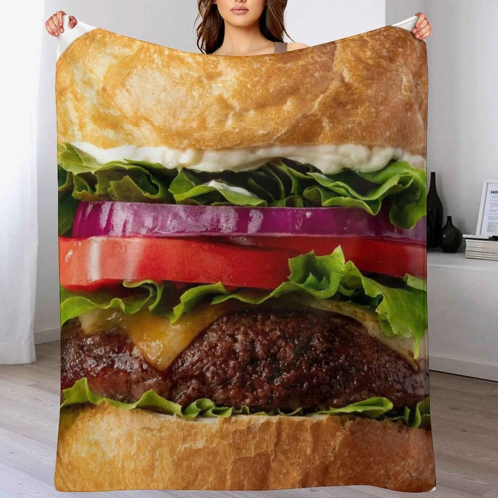 Hamburguesa de lujo con queso, manta RBSSG, fundas de cama grandes y suaves, mantas bonitas
