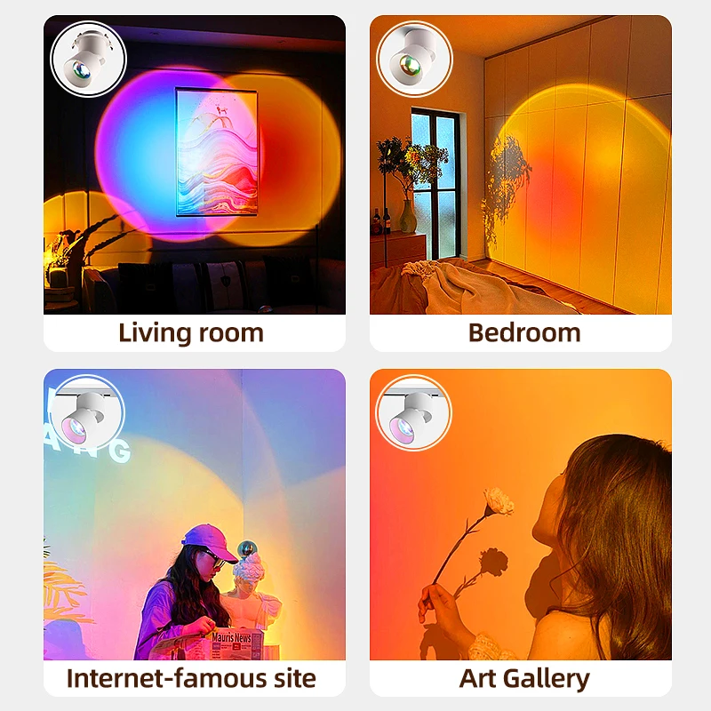 Led Sunset Downlight COB Atmosphere Foldable Spotlights Room Decor for Living Room Bedroom Surface Ceiling Downlight 110-264V