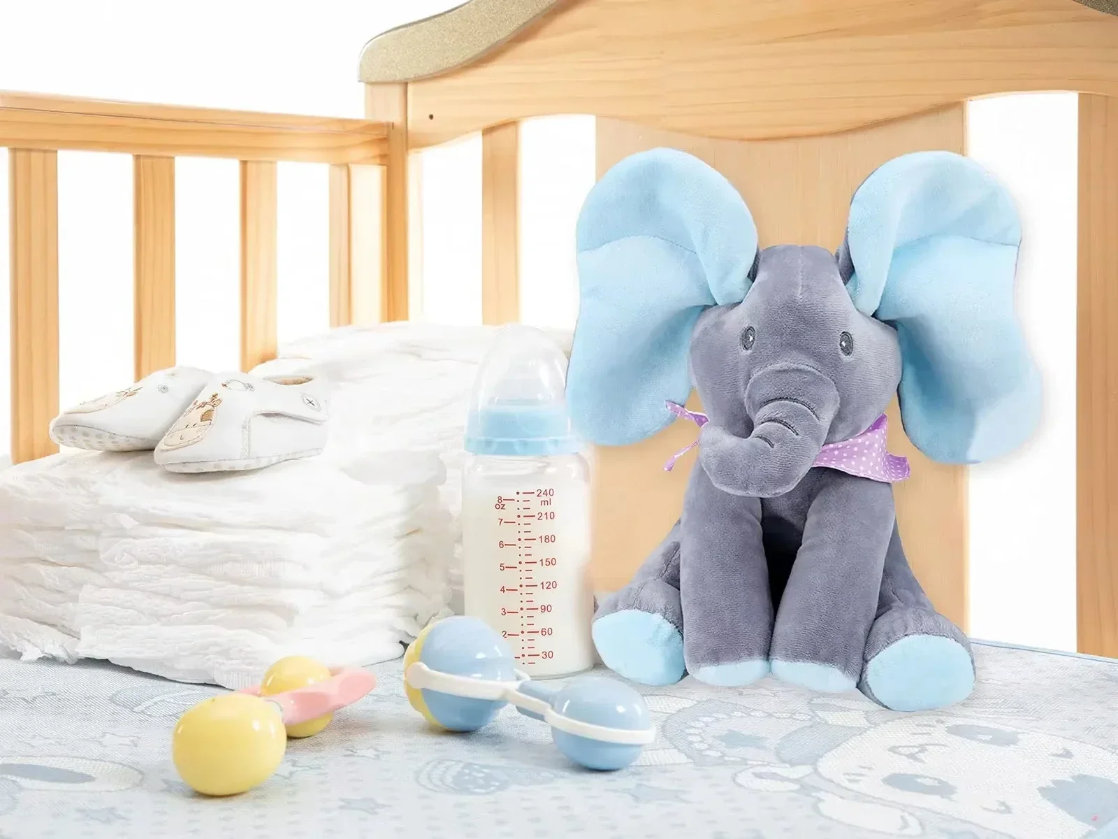 Bonito animal recheado elefante brinquedo de pelúcia, elefante cantando com orelhas, movendo brinquedo elétrico, presente para o bebê