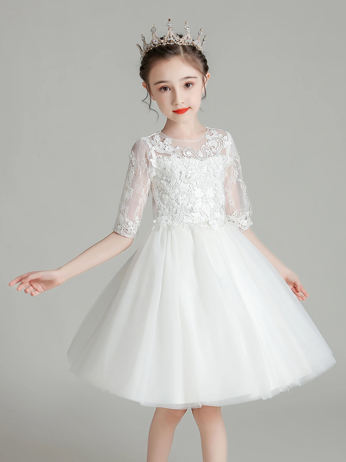 Girls Flower Wedding Dresses Lace Princess Pageant Dress Prom Ball Gown custom girls wedding dresses