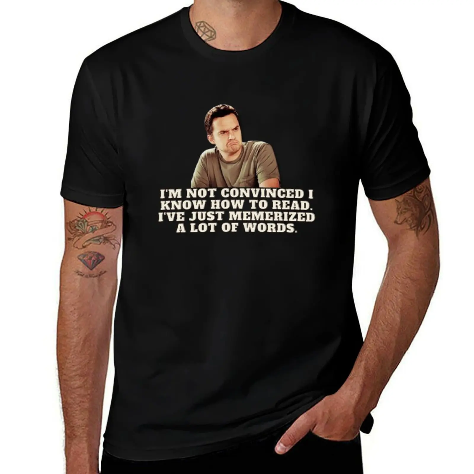 New Girl Nick Miller T-Shirt Tough Fabric Work Tee T-Shirt