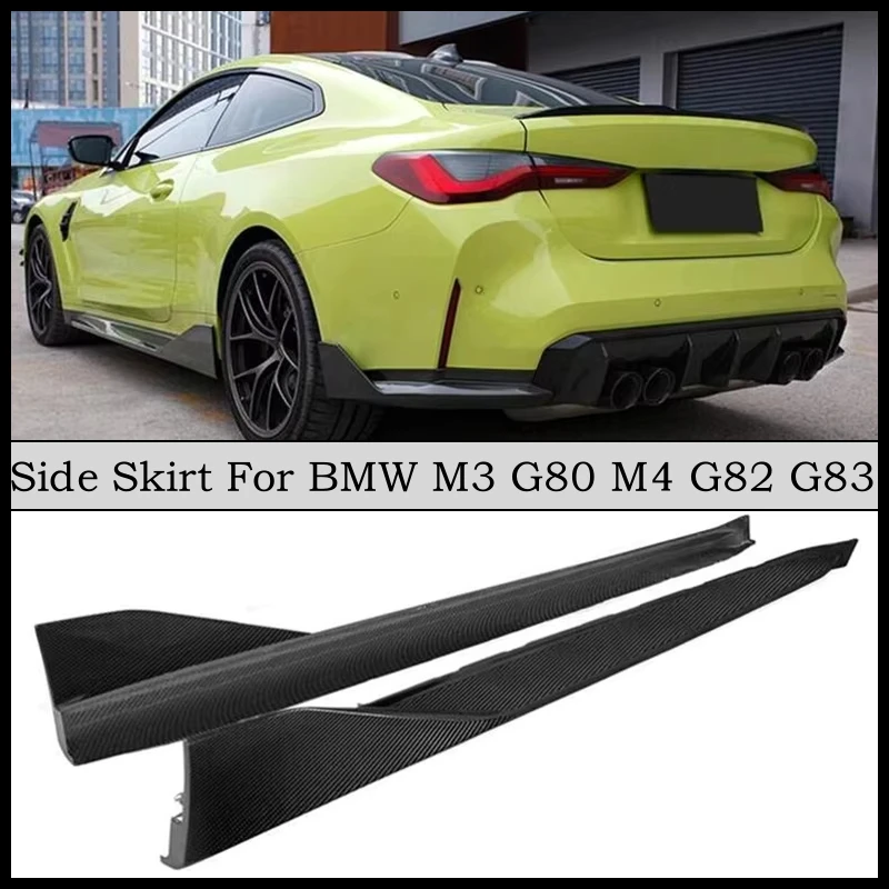 For BMW M3 G80 M4 G82 2021 2022 2023 2024 REAL Carbon Fiber Body Side Skirt Kit Lip Spoiler High Quality Splitter