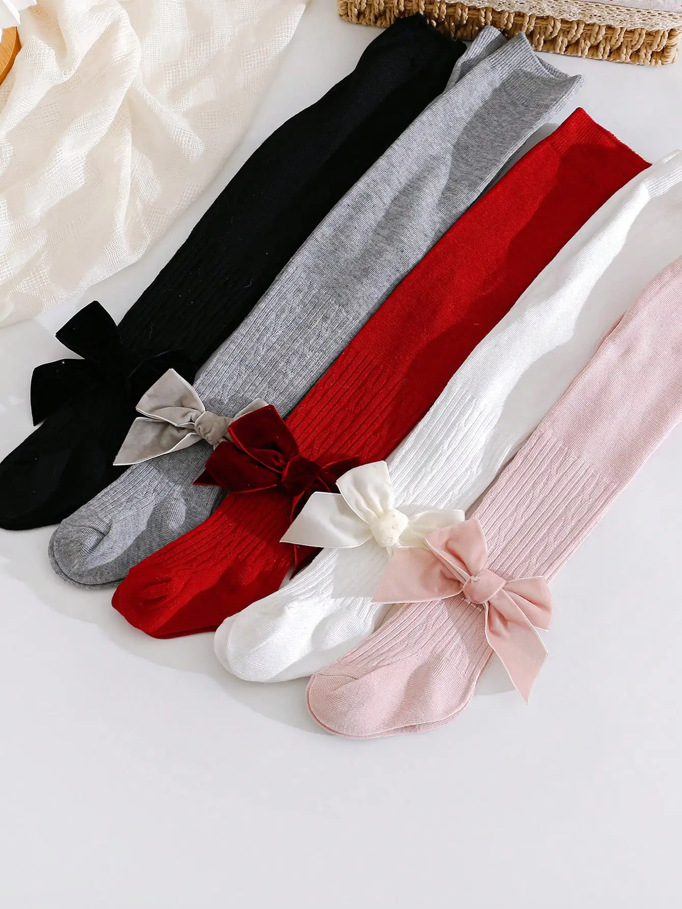 1 Pair of Leggings with Side Bownot for 1-3 Years Baby Girls, Baby Cotton Soft Stretchy Pants, Kids Leggings,Toddler Cute Tights
