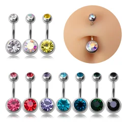 1-10PCS 14G CZ Crystal Belly Button Rings Stainless Steel Navel Piercing Bar Navel Rings for Women Men Fashion Body Jewelry