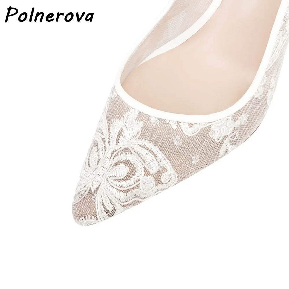 تنفس الانحناء الزفاف مضخات الدانتيل الأبيض فراشة عقدة جوفاء رقيقة الكعوب أحذية أنيقة 2025 المرأة فستان صيفي أنيق الأحذية #6