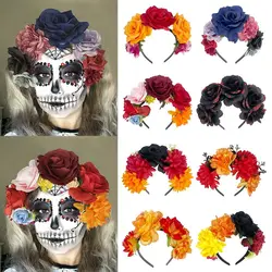 Cosplay Halloween Party Costume Headwear Boho Hawaiian Day of The Dead Headpiece Photo Props Mardi Gras Headgear for Women