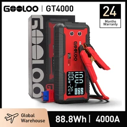 GOOLOO 12V Avviamento di emergenza per auto 4000A Avviamento batteria per auto 24000mAh Accumulatori e caricabatterie di riserva portatile Dispositivo di avviamento automatico Avviamento di emergenza