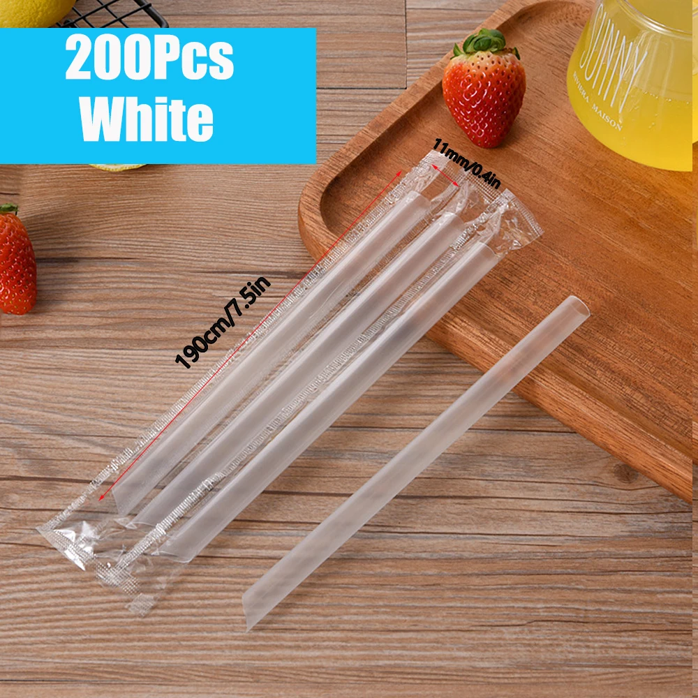 50/600Pc White Jumbo Smoothie Straws Drinking Straws Large Bubble Tea Milkshake MilkTea Straws Party Wedding Bar Home Accessory image 3