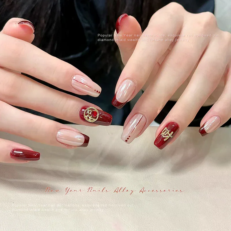 2026 New Year Fortune Alloy Nail Art Jewelry / Lucky Bag Chinese Knot Goldfish Ingot Coin Nail Decor DIY Year Of The Horse