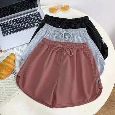 

Американские спортивные шорты для женщин: летние повседневные шорты с высокой талией, А-силуэт, для бега и активного отдыха