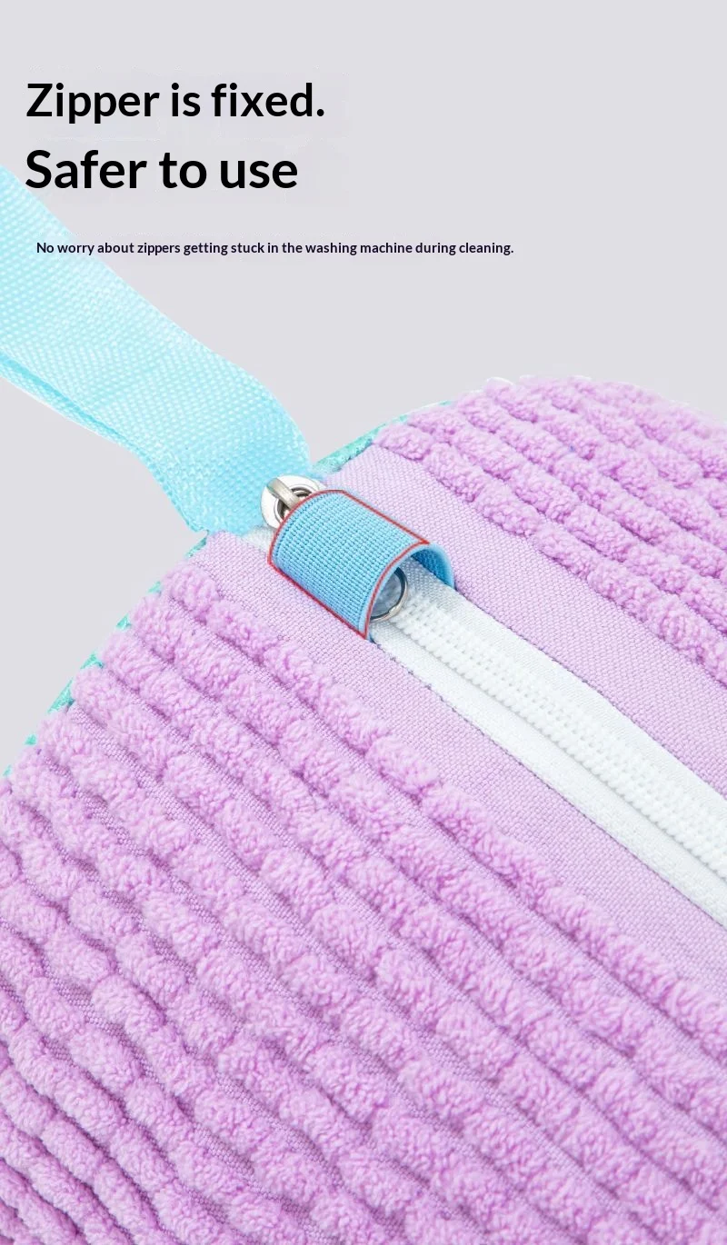 Flauschige Faser 360° ° Surround-Reinigungs-Schuhwaschbeutel – wiederverwendbarer, langlebiger, maschinenwaschbarer Wäschebeutel mit Reißverschluss (1 Stück) – Detail 8