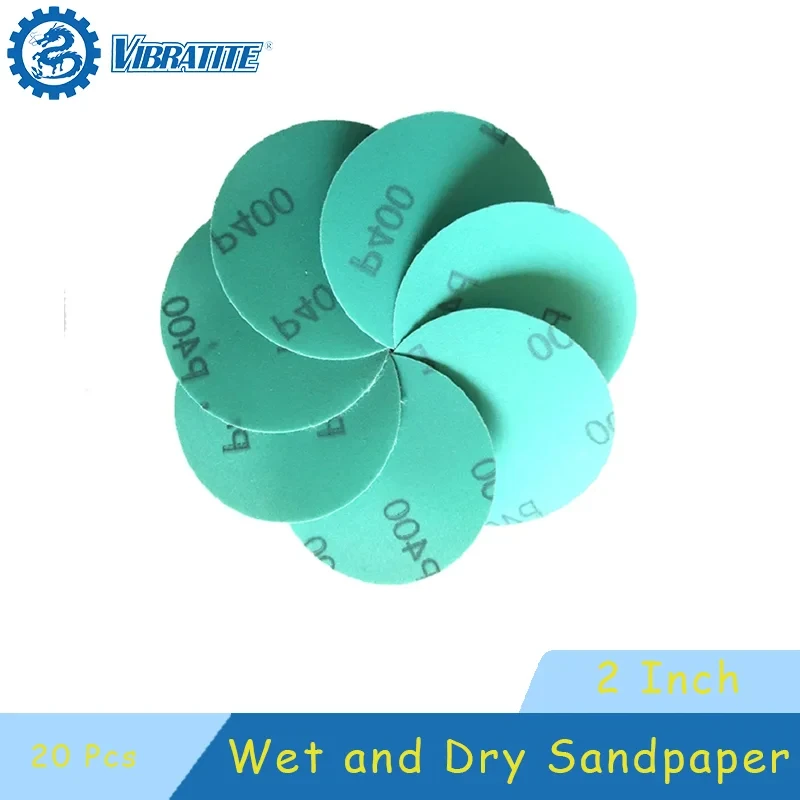 2 Inch Hook and Loop Sandpaper 20 Pcs 50 mm PET Film Wet Dry Sanding Paper for Polishing and Sanding Woodworking Car ﻿Metal