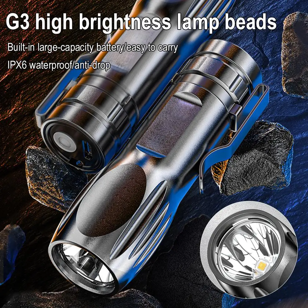 

LED Flashlight USB Rechargeable Torch Portable Zoomable Modes Lighting Material Strength ABS Use Light Camping 3 High I3H0