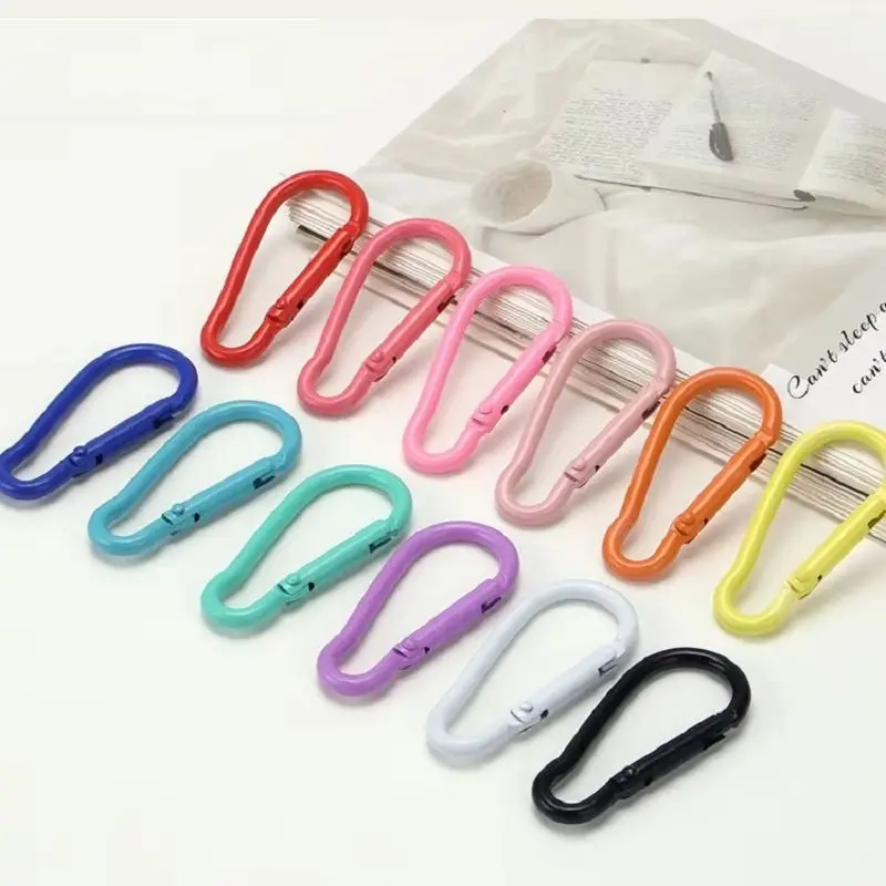 10pcs 22x47mm Gourd-Shaped Carabiner Key Chain Clip Colorful Spring Buckle Hook For DIY Outdoor Camping Handbag Key Ring
